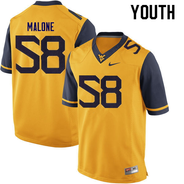 NCAA Youth Nick Malone West Virginia Mountaineers Gold #58 Nike Stitched Football College Authentic Jersey AK23Y13EN